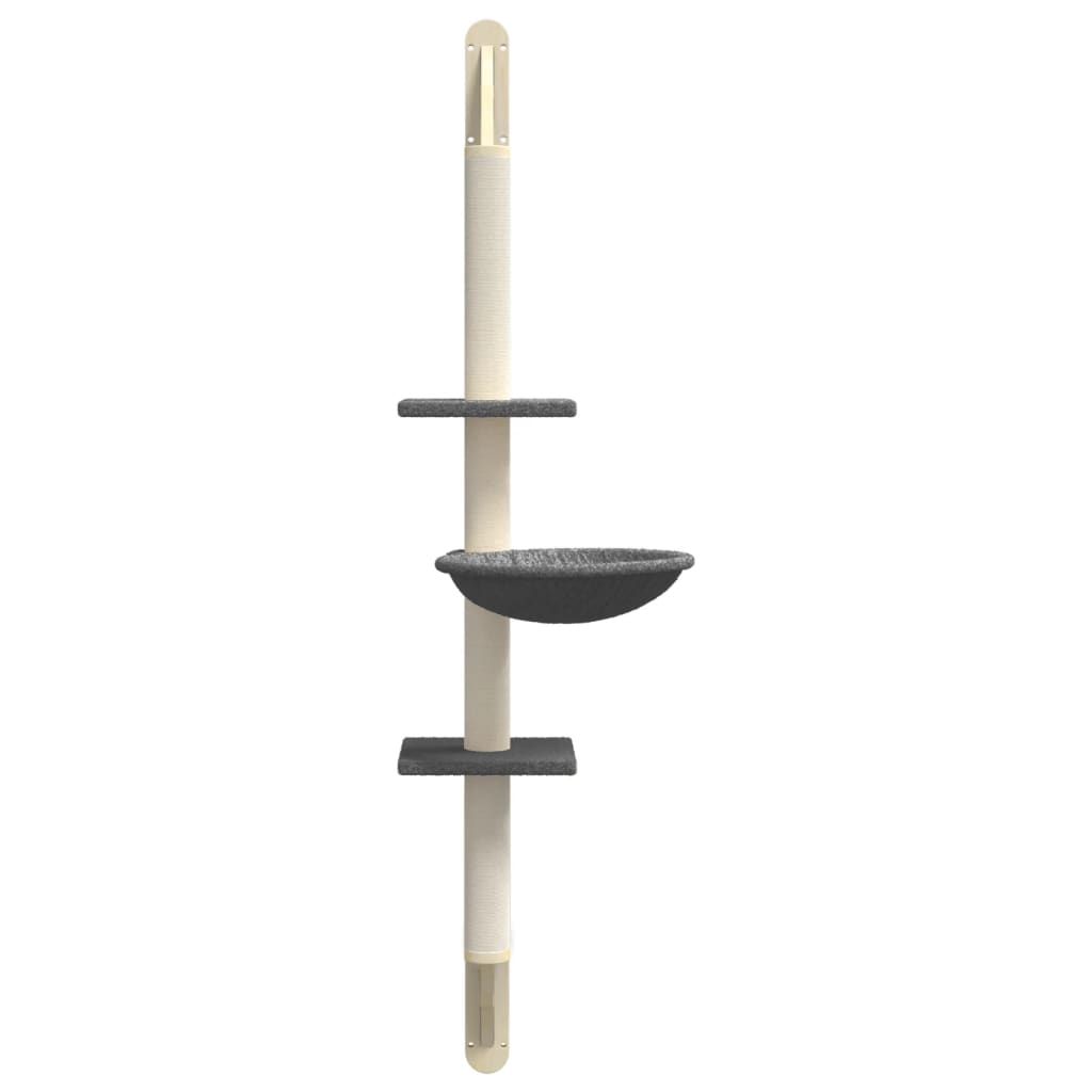 vidaXL Wall-mounted Cat Tree with Scratching Post Dark Grey 142.5 cm