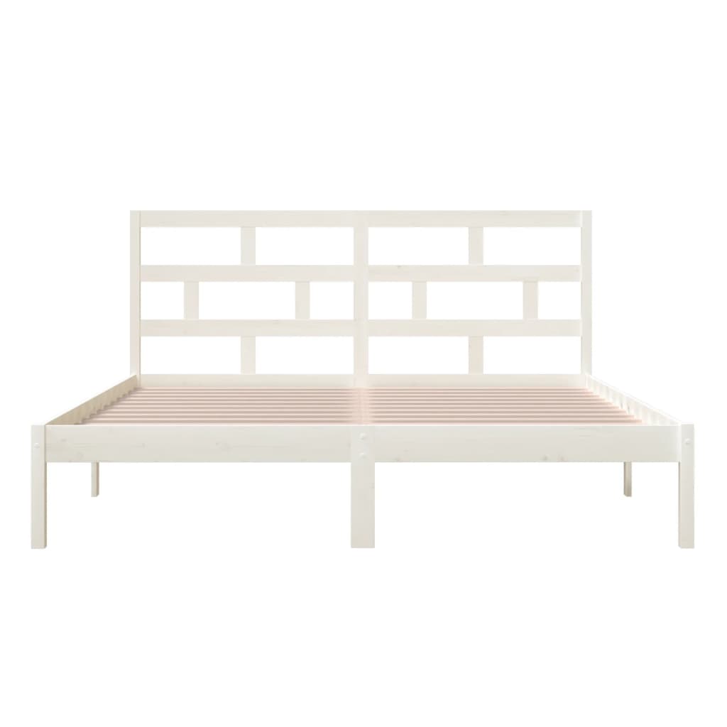 vidaXL Bed Frame without Mattress White Solid Wood 160x200 cm (810028+814205)