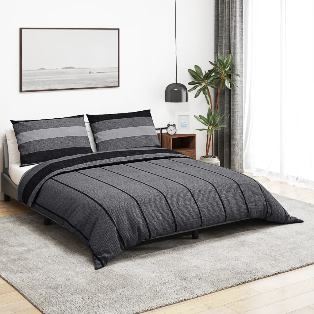 vidaXL Duvet Cover Set Dark Grey 260x240 cm Cotton