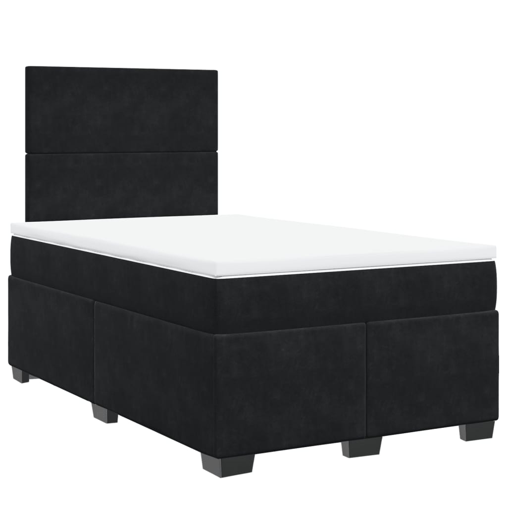 vidaXL Box Spring Bed with Mattress Black 120x190 cm Small Double Velvet