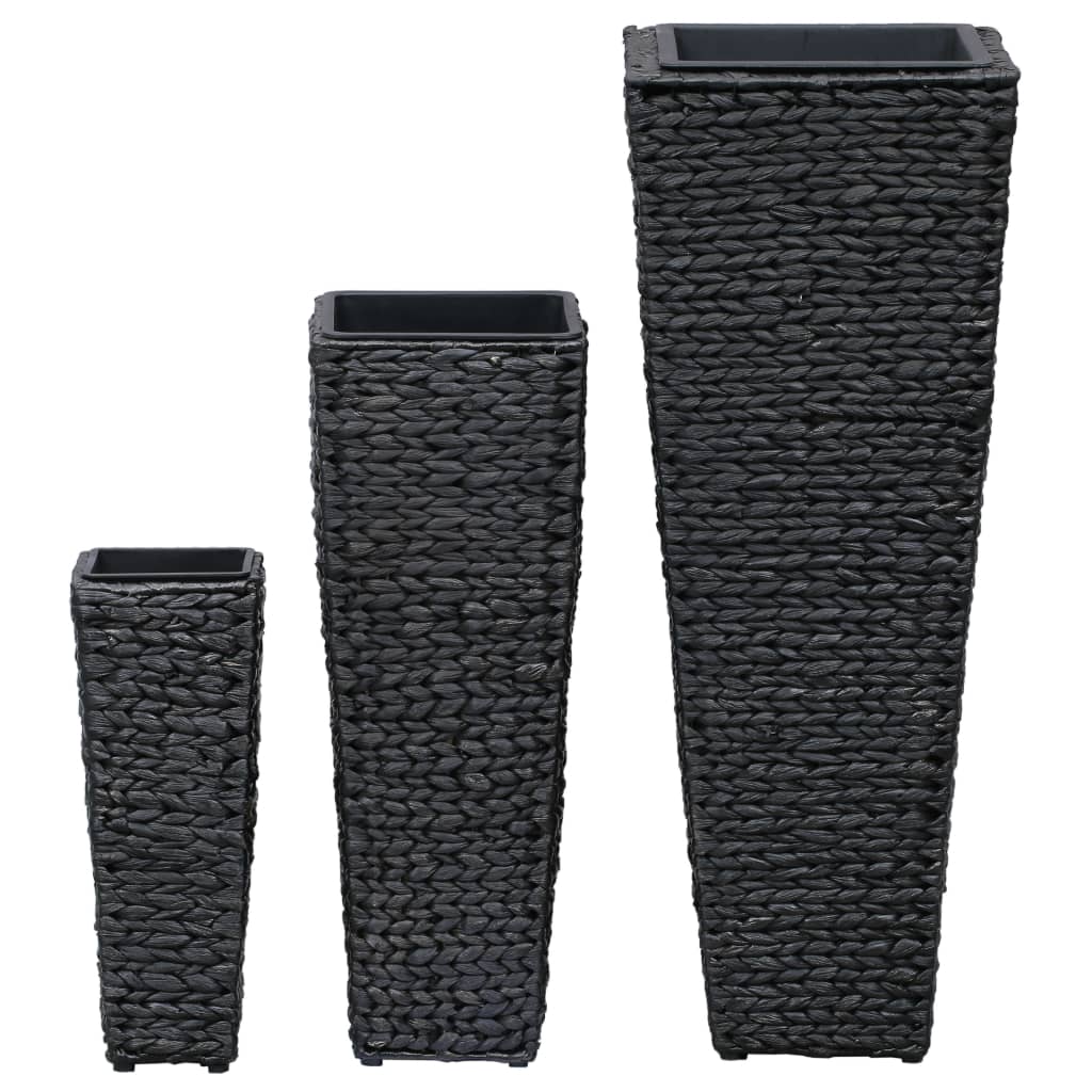 vidaXL Raised Beds 3 pcs Water Hyacinth Black