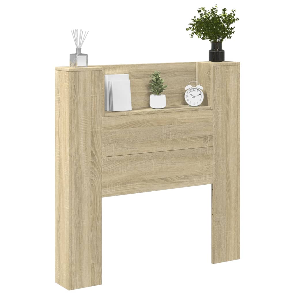 vidaXL Headboard Cabinet with LED Sonoma Oak 100x16.5x103.5 cm