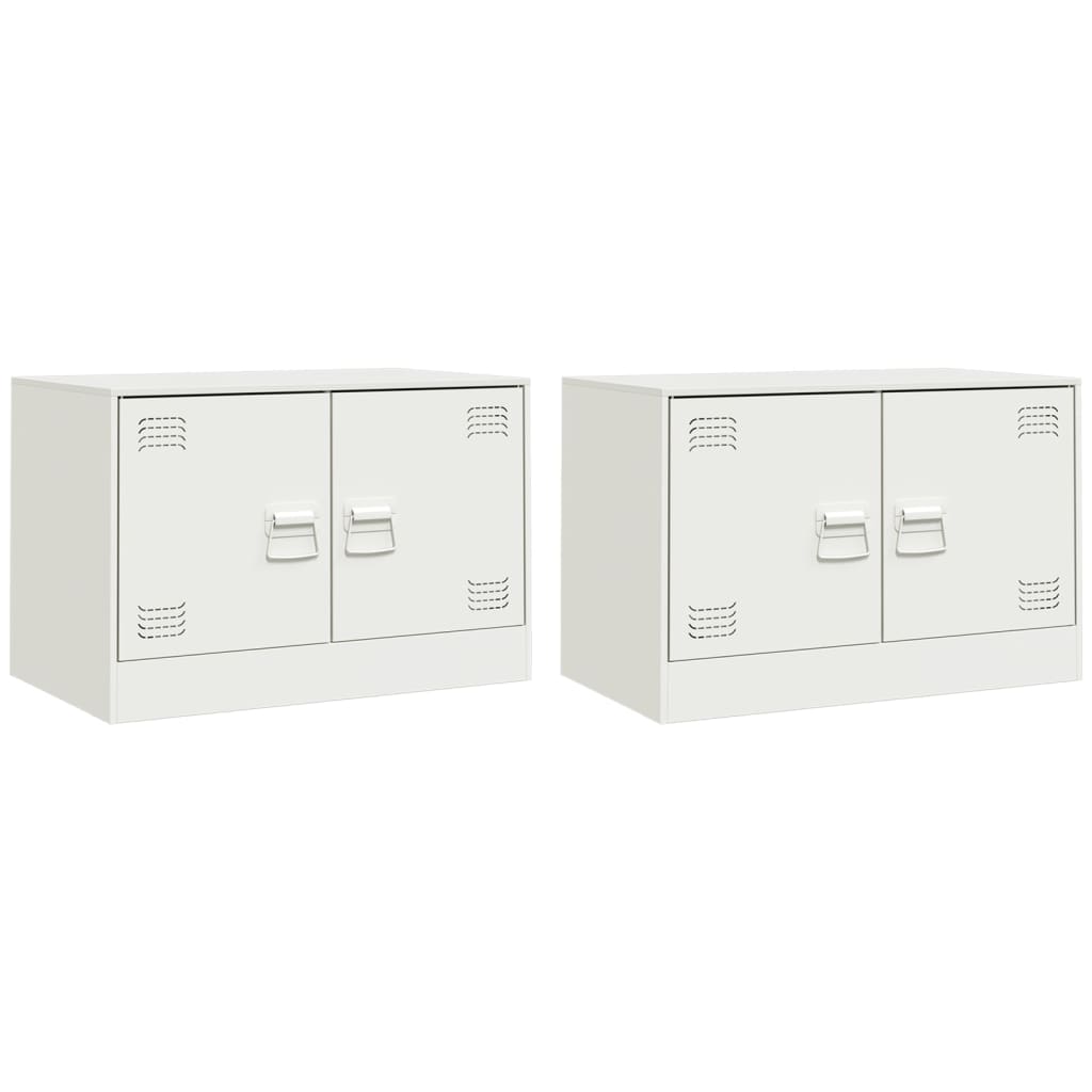 vidaXL TV Cabinets 2 pcs White 67x39x44 cm Steel