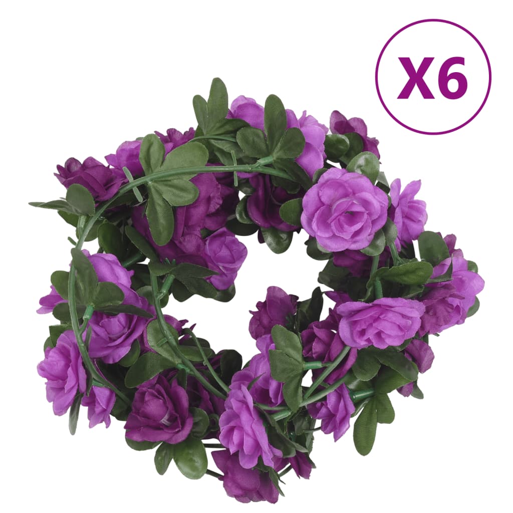 vidaXL Christmas Flower Garlands 6 pcs Light Purple 240 cm