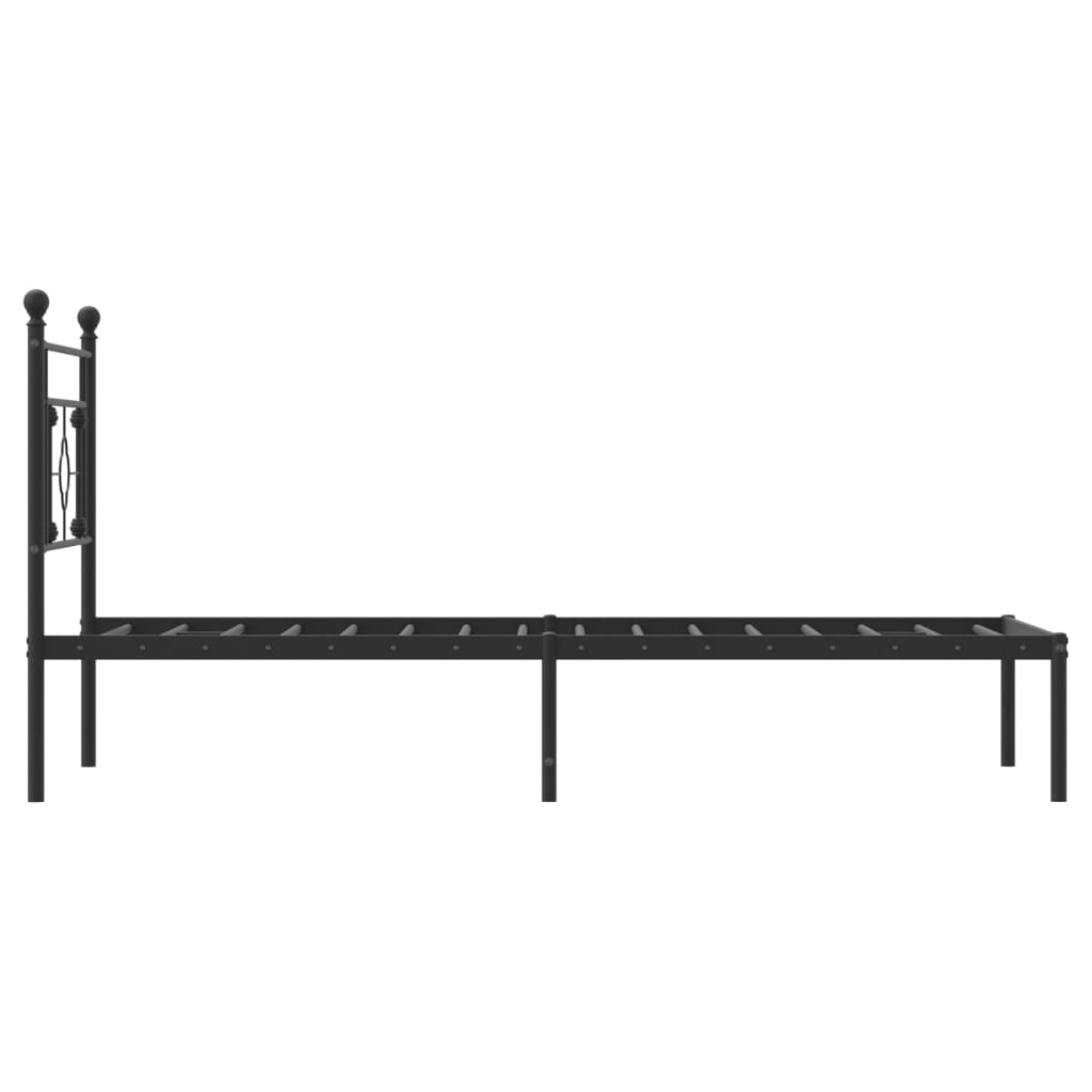 vidaXL Metal Bed Frame without Mattress with Headboard Black 100x190 cm