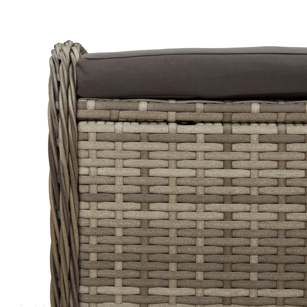 vidaXL Garden Stool with Cushion Grey 58x46x46 cm Poly Rattan