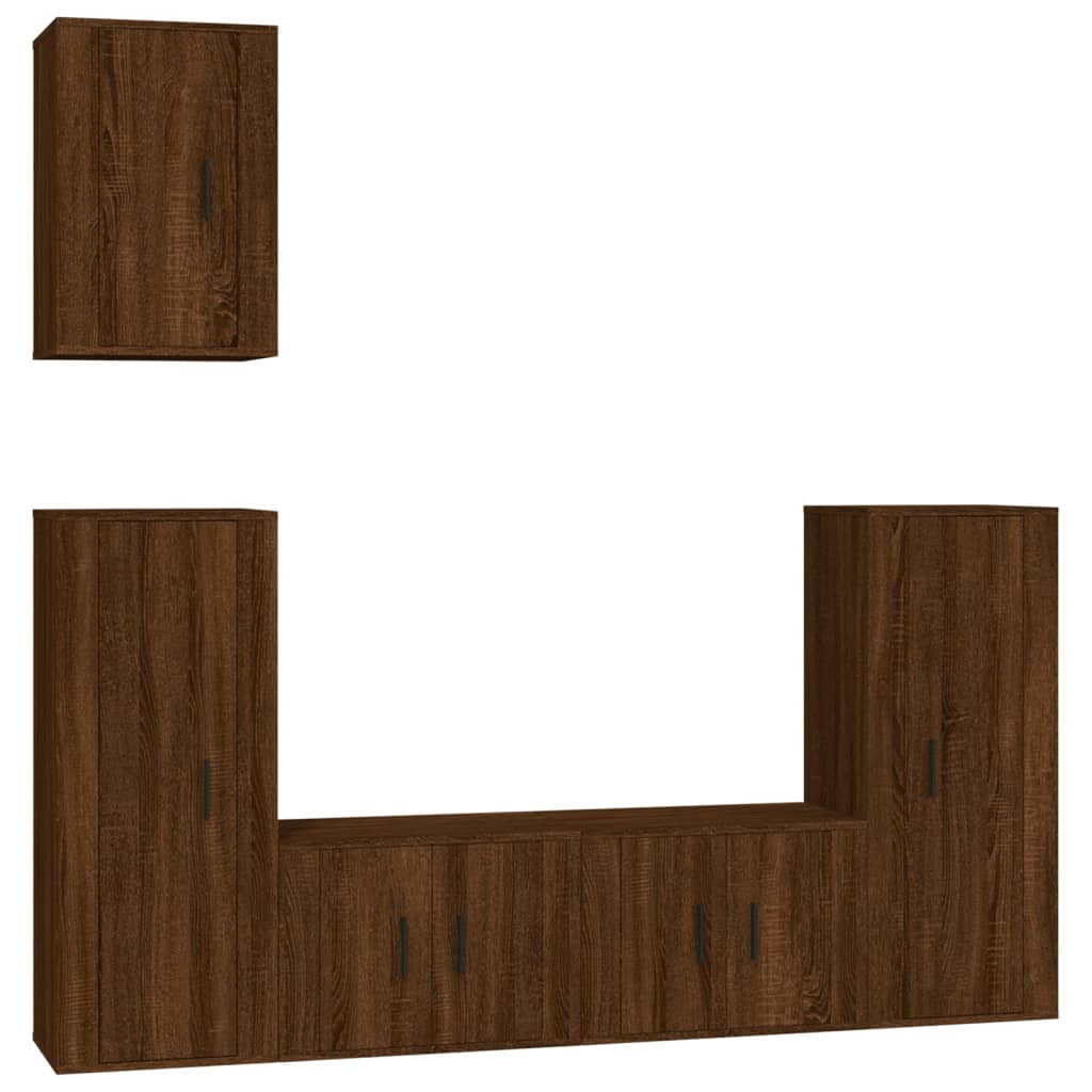 vidaXL 5 Piece TV Cabinet Set Brown Oak Engineered Wood