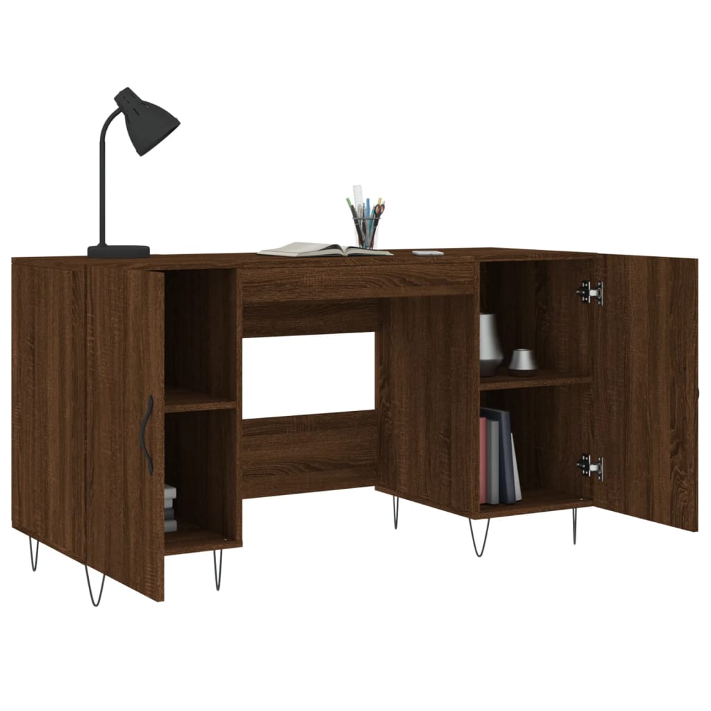 vidaXL Desk Brown Oak 140x50x75 cm Engineered Wood