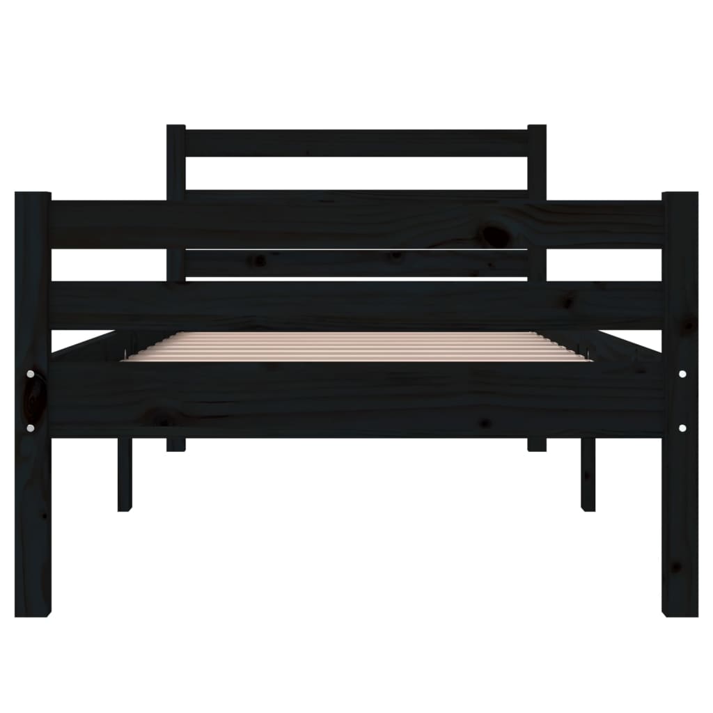 vidaXL Bed Frame without Mattress Black Solid Wood 75x190 cm Small Single