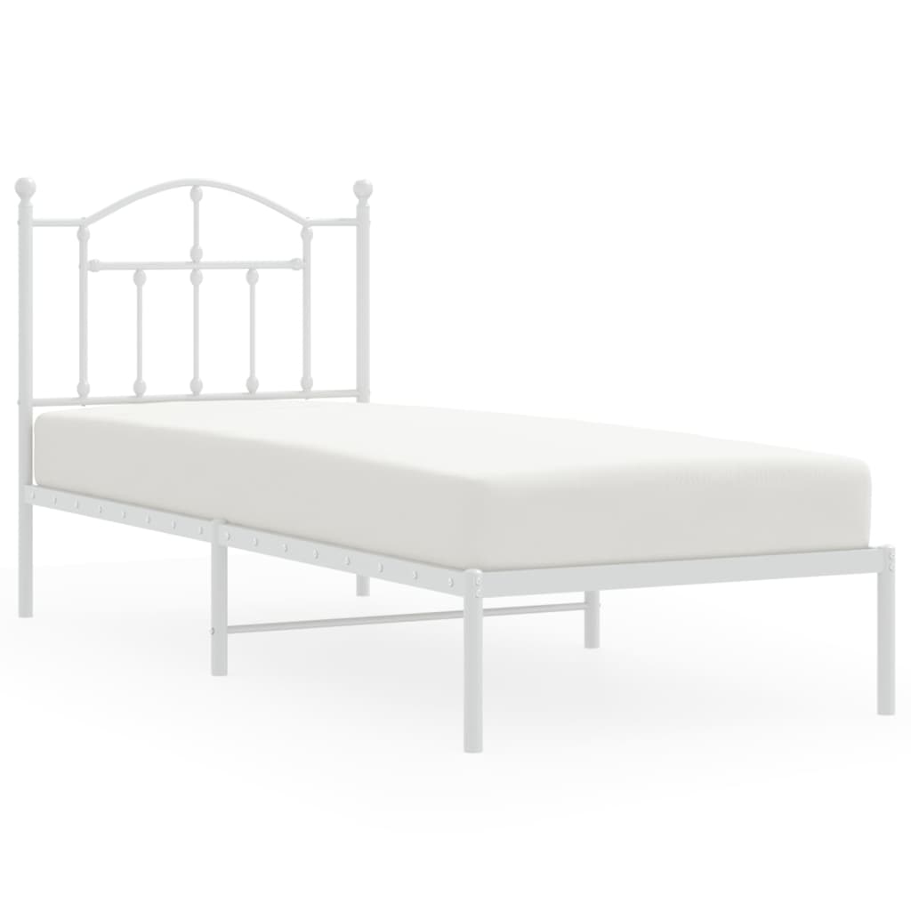 vidaXL Metal Bed Frame without Mattress with Headboard White 80x200 cm