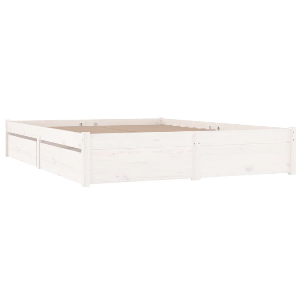 3103514 vidaXL Bed Frame without Mattress with Drawers White 140x200 cm (814950+815000)