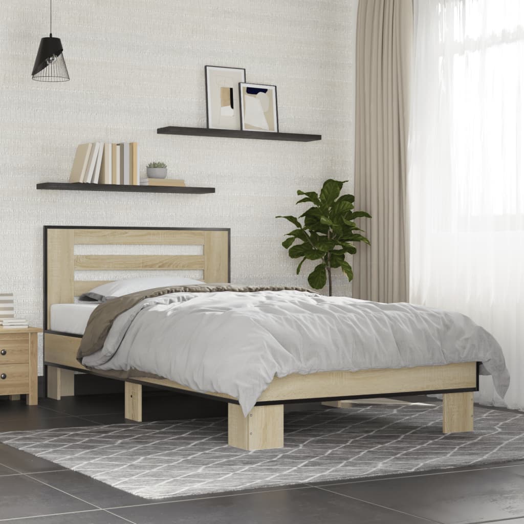 vidaXL Bed Frame without Mattress Sonoma Oak 75x190 cm Small Single