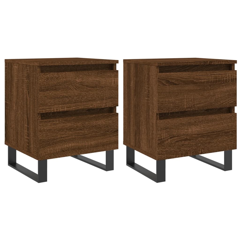 vidaXL Bedside Cabinets 2 pcs Brown Oak 40x35x50 cm Engineered Wood