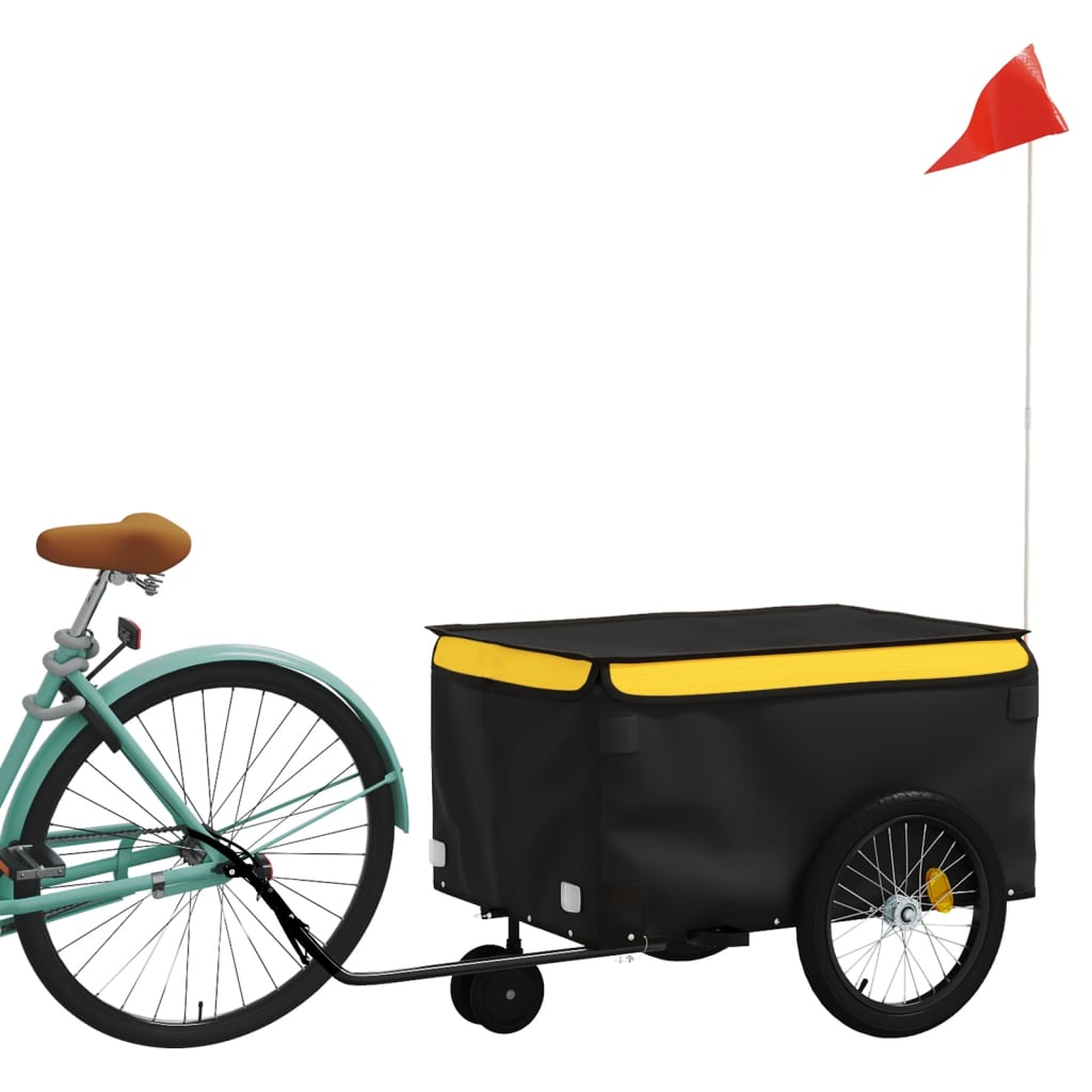 vidaXL Bike Trailer Black and Yellow 30 kg Iron