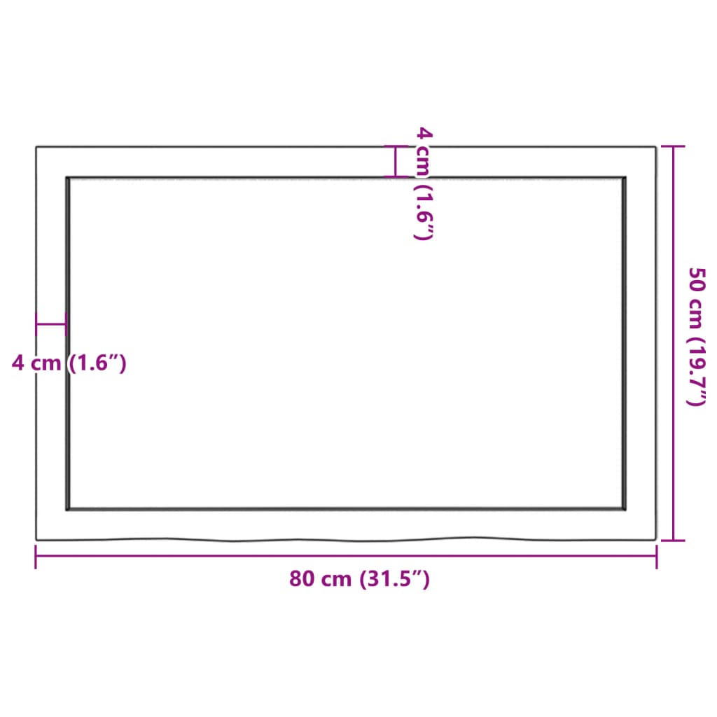 vidaXL Table Top 80x50x(2-6) cm Untreated Solid Wood Oak