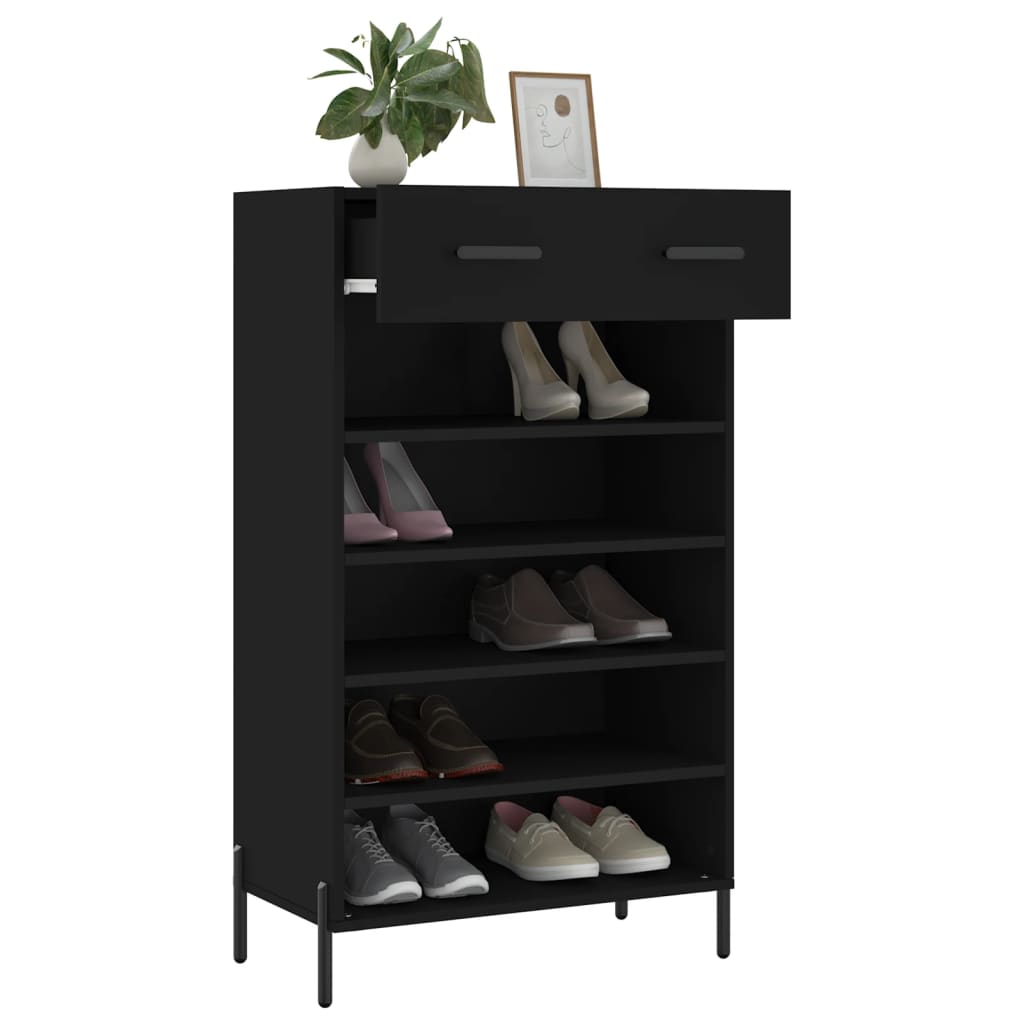 vidaXL Shoe Cabinet Black 60x35x105 cm Engineered Wood