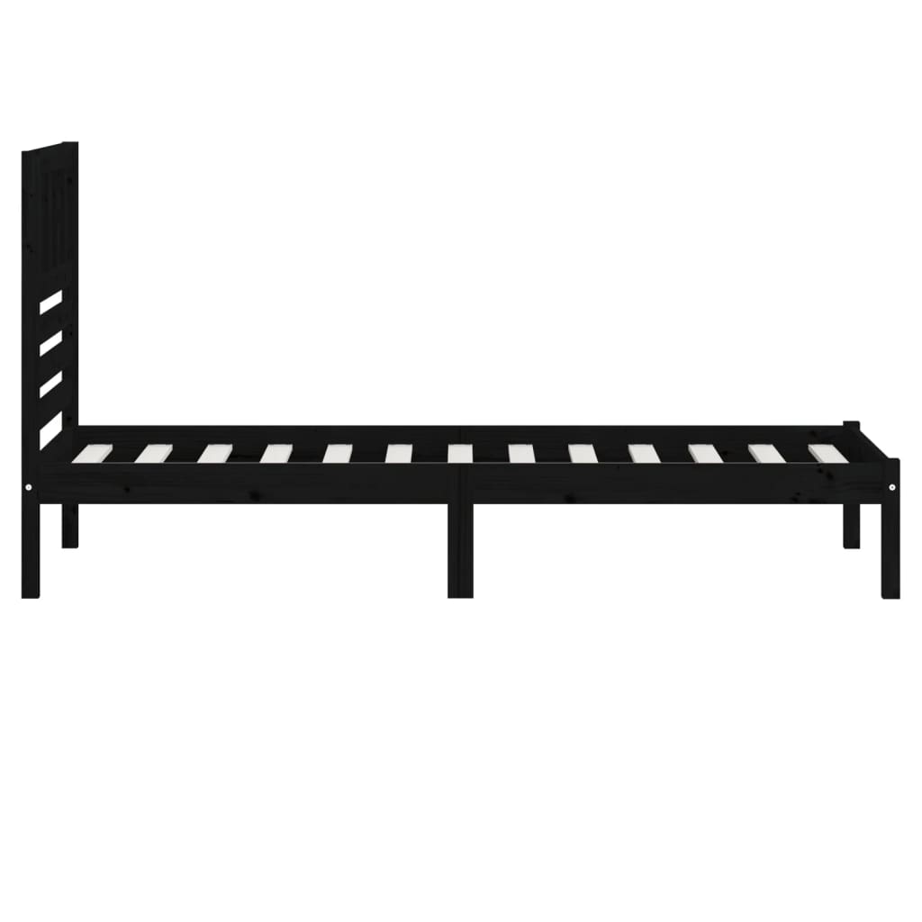 vidaXL Bed Frame without Mattress Black 90x190 cm Single Solid Wood Pine