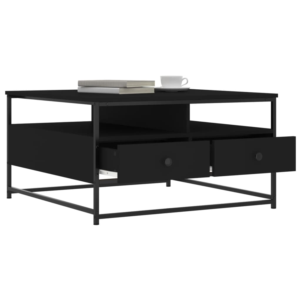 vidaXL Coffee Table Black 80x80x45 cm Engineered Wood