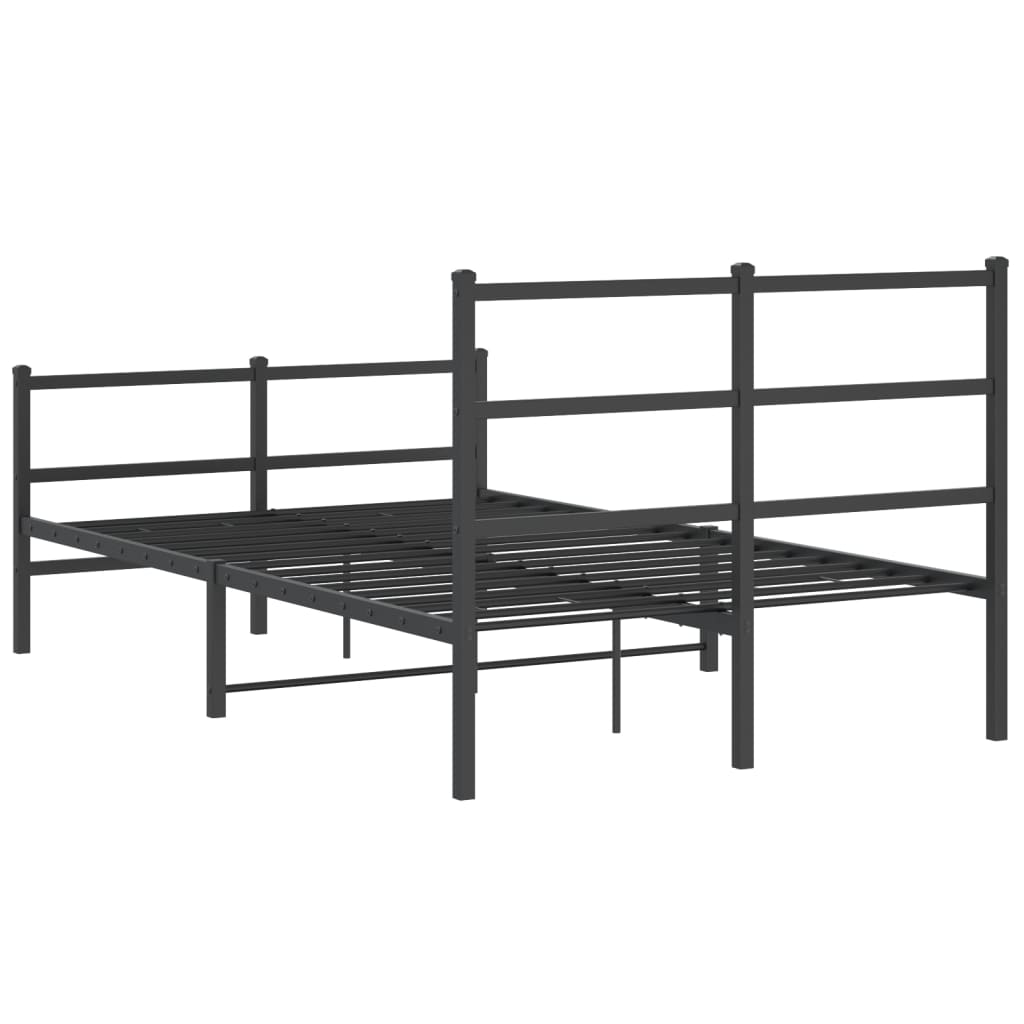 vidaXL Metal Bed Frame without Mattress with Footboard Black 120x190 cm Small Double