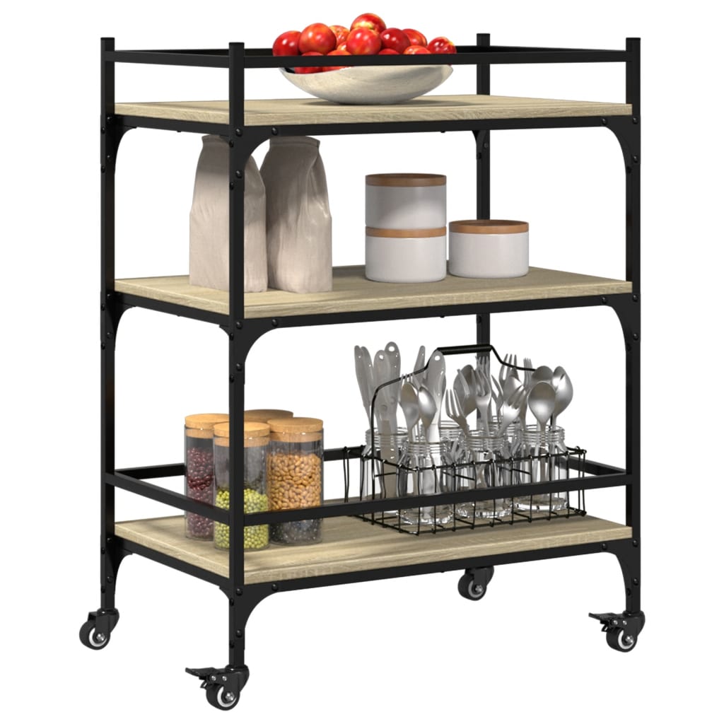 vidaXL Kitchen Trolley Sonoma Oak 65x40x86.5 cm Engineered Wood