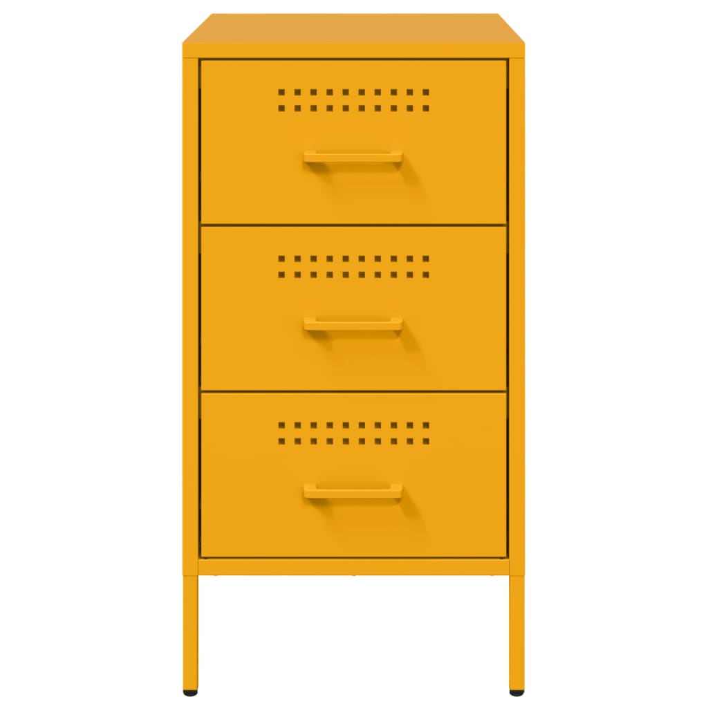 vidaXL Bedside Cabinet Mustard Yellow 36x39x68 cm Steel