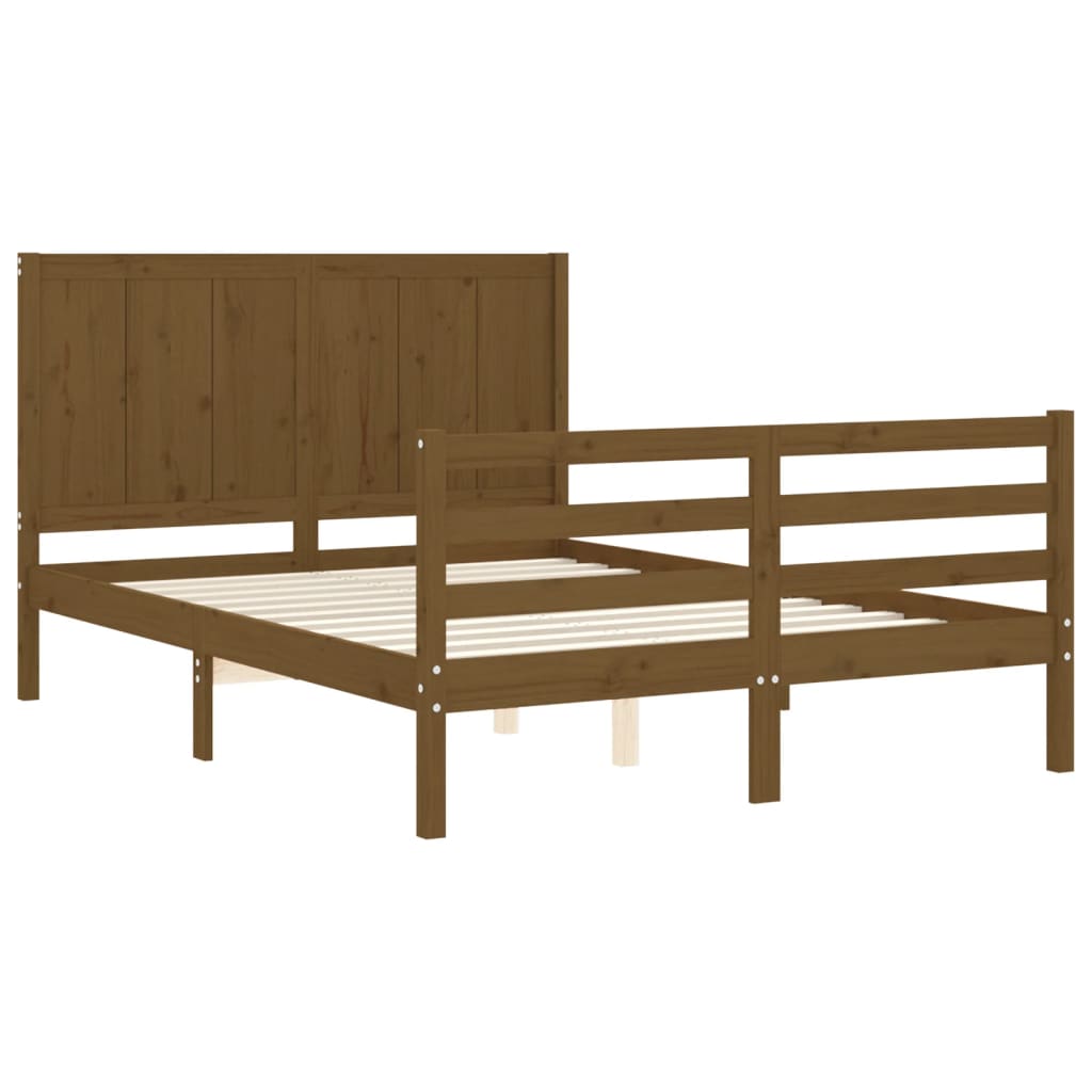 vidaXL Bed Frame without Mattress Honey Brown Small Double Solid Wood