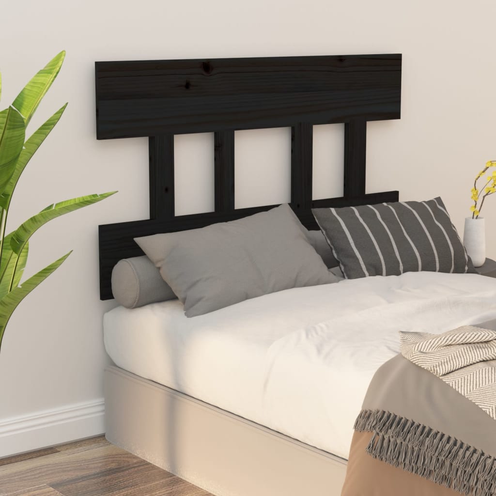 vidaXL Bed Headboard Black 93.5x3x81 cm Solid Wood Pine