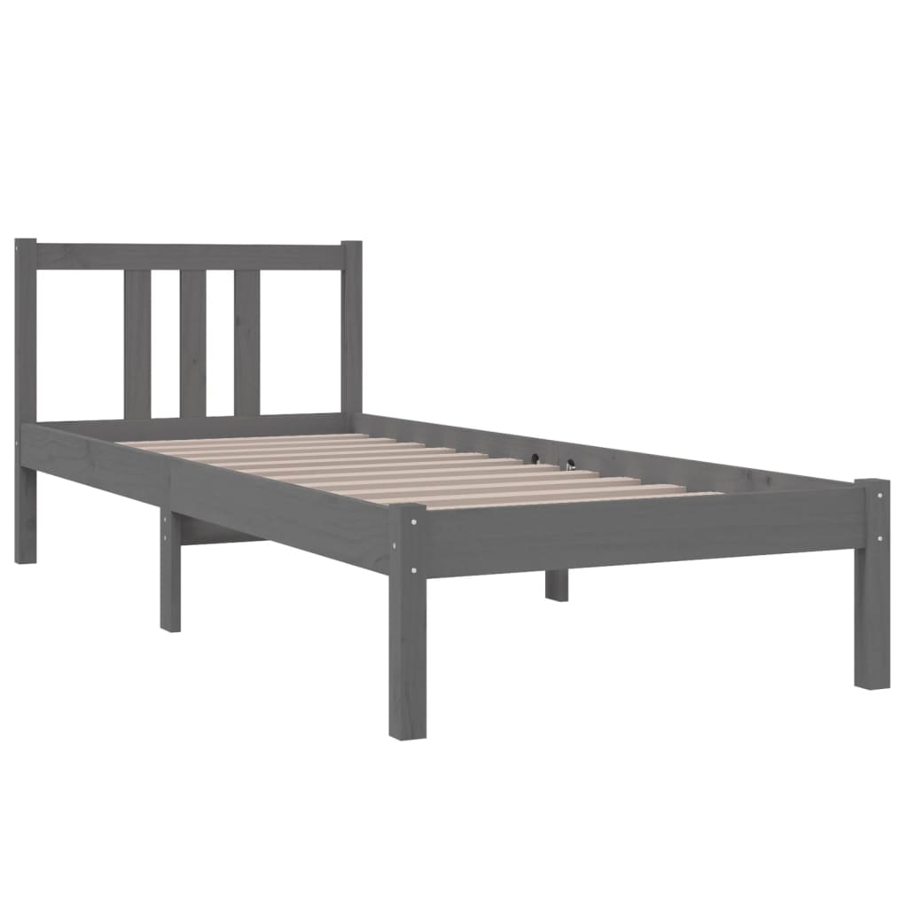 vidaXL Bed Frame without Mattress Grey Solid Wood 75x190 cm Small Single