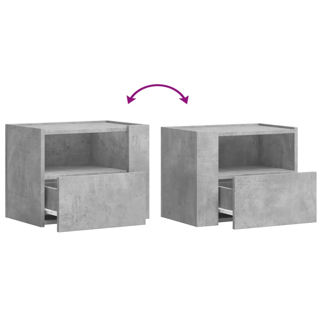 vidaXL Wall-mounted Bedside Cabinets 2 pcs Concrete Grey 45x30x35 cm