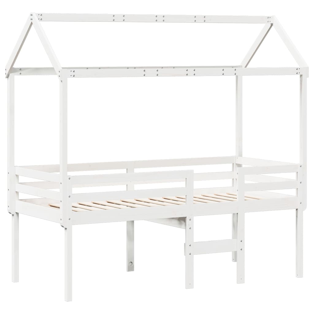 vidaXL High Sleeper Bed without Mattress White 75x190 cm Small Single Solid Wood Pine