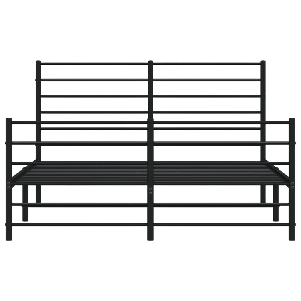 vidaXL Metal Bed Frame without Mattress with Footboard Black 150x200 cm King Size