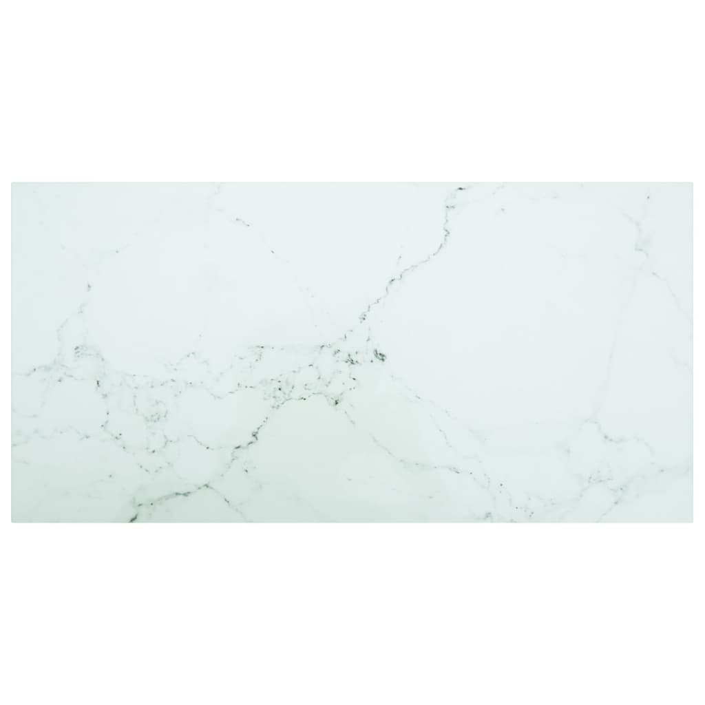 vidaXL Table Top White 100x50 cm 6mm Tempered Glass with Marble Design