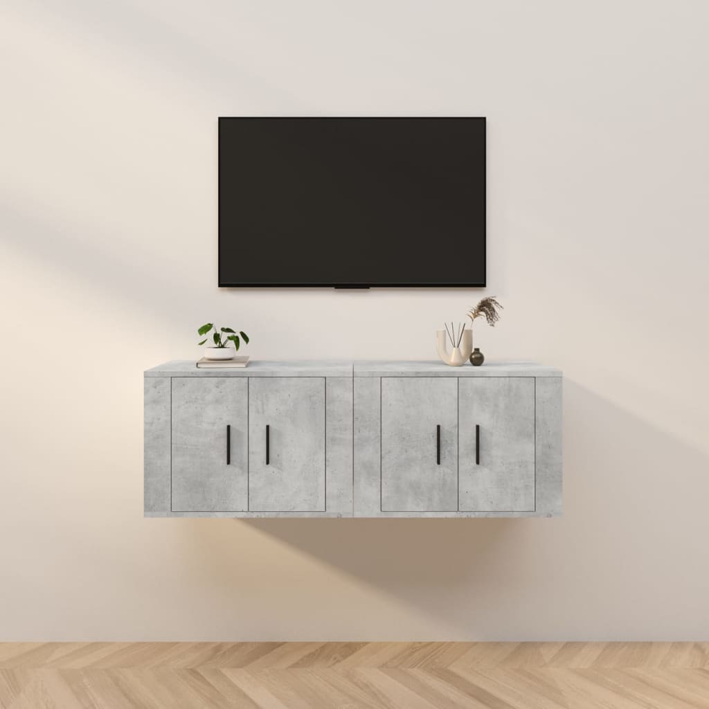 vidaXL Wall-mounted TV Cabinets 2 pcs Concrete Grey 57x34.5x40 cm