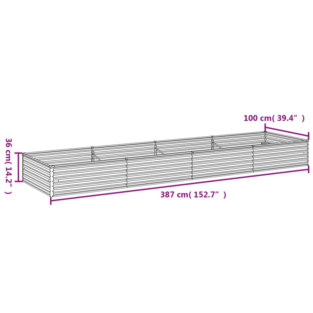 vidaXL Garden Raised Bed 387x100x36 cm Corten Steel