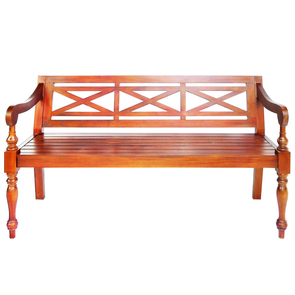 vidaXL Batavia Bench 123 cm Solid Mahogany Wood Dark Brown