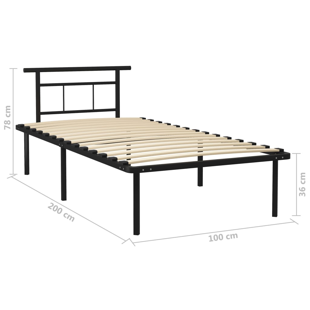 vidaXL Bed Frame without Mattress Black Metal 100x200 cm