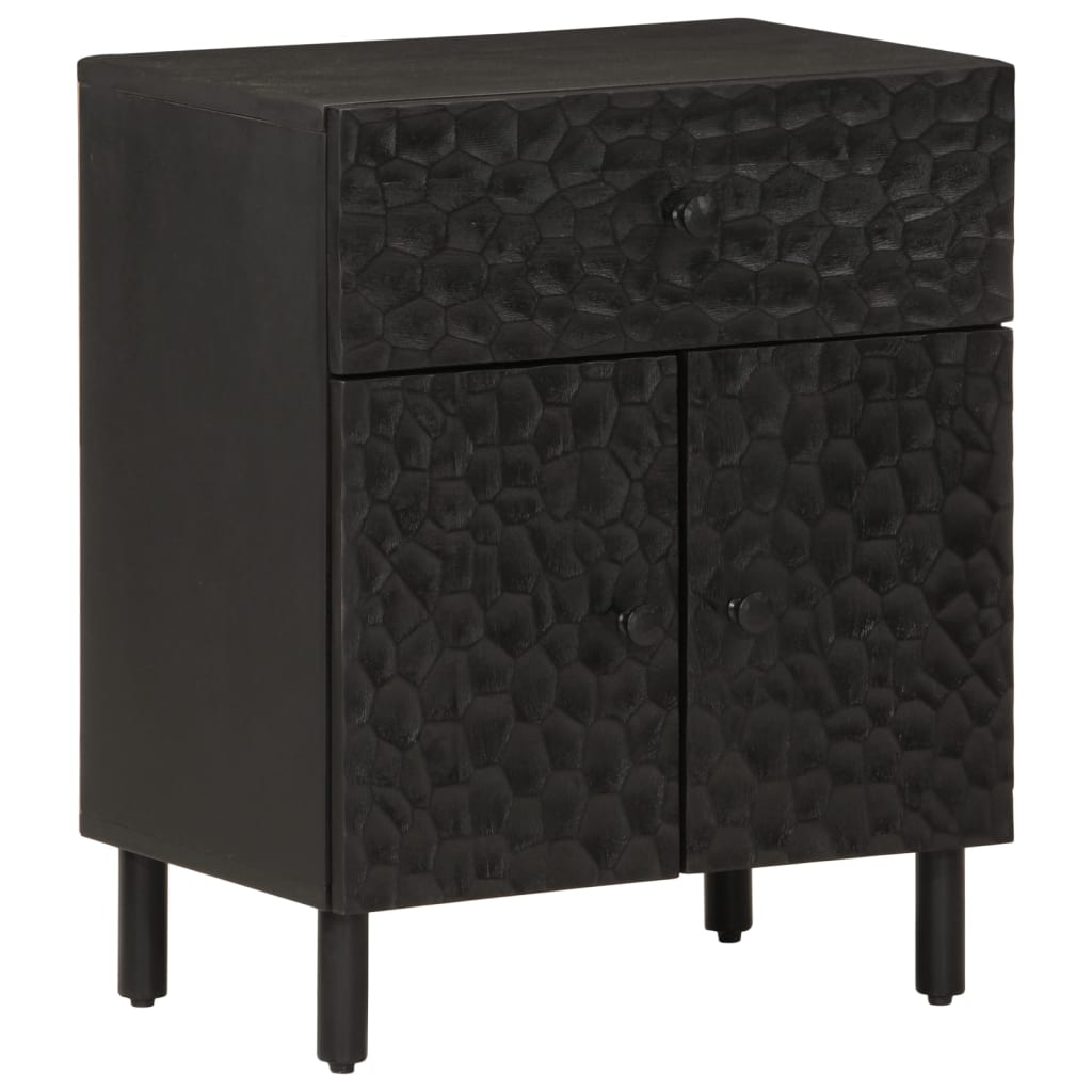 vidaXL Bedside Cabinet Black 50x33x60 cm Solid Wood Mango