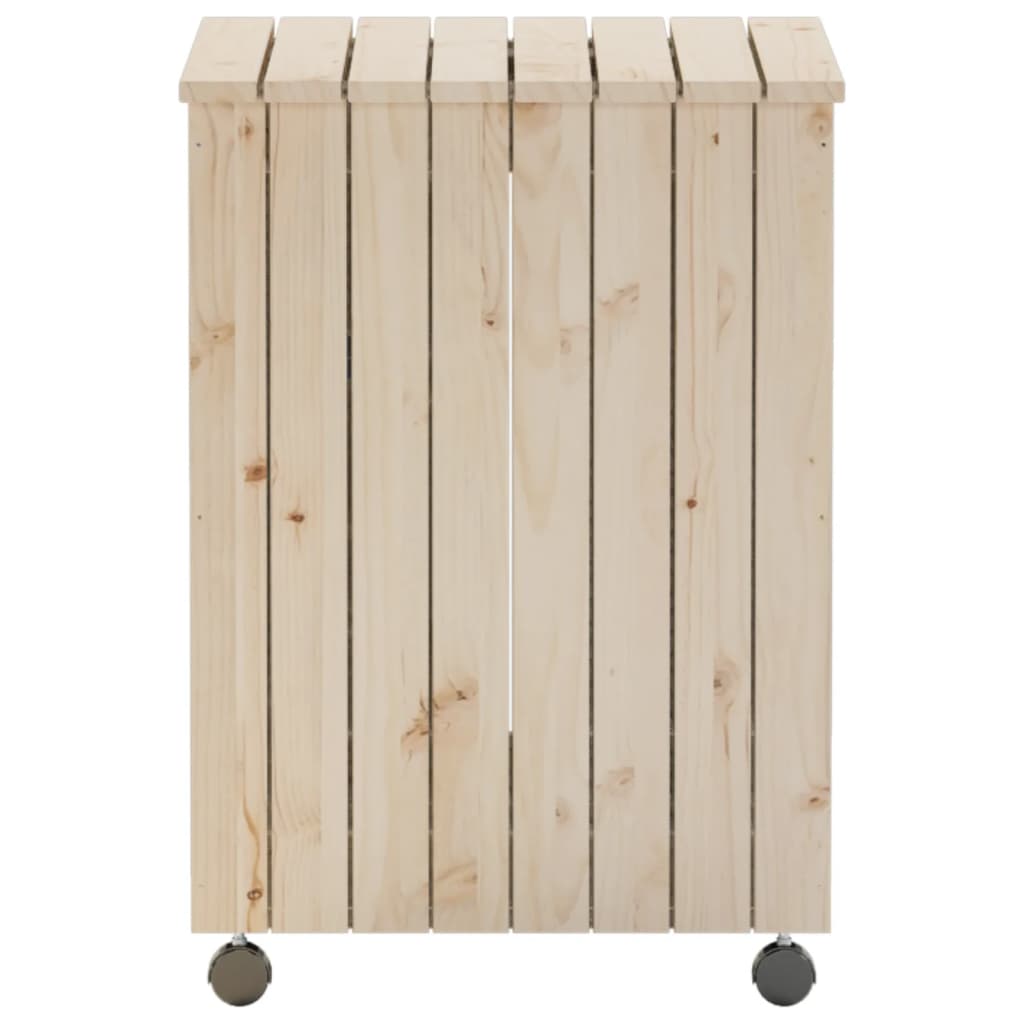 vidaXL Laundry Basket with Wheels RANA 45x45x64 cm Solid Wood Pine