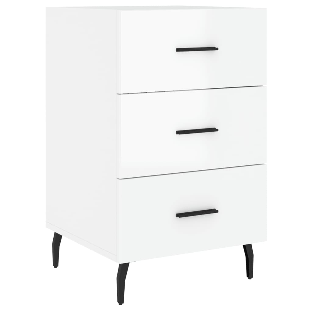 vidaXL Bedside Cabinet High Gloss White 40x40x66 cm Engineered Wood