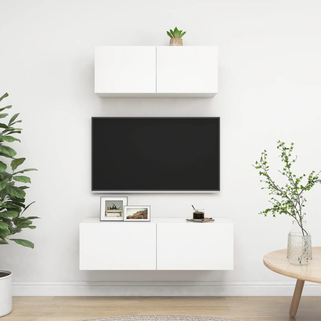 vidaXL 2 Piece TV Cabinet Set White Engineered Wood