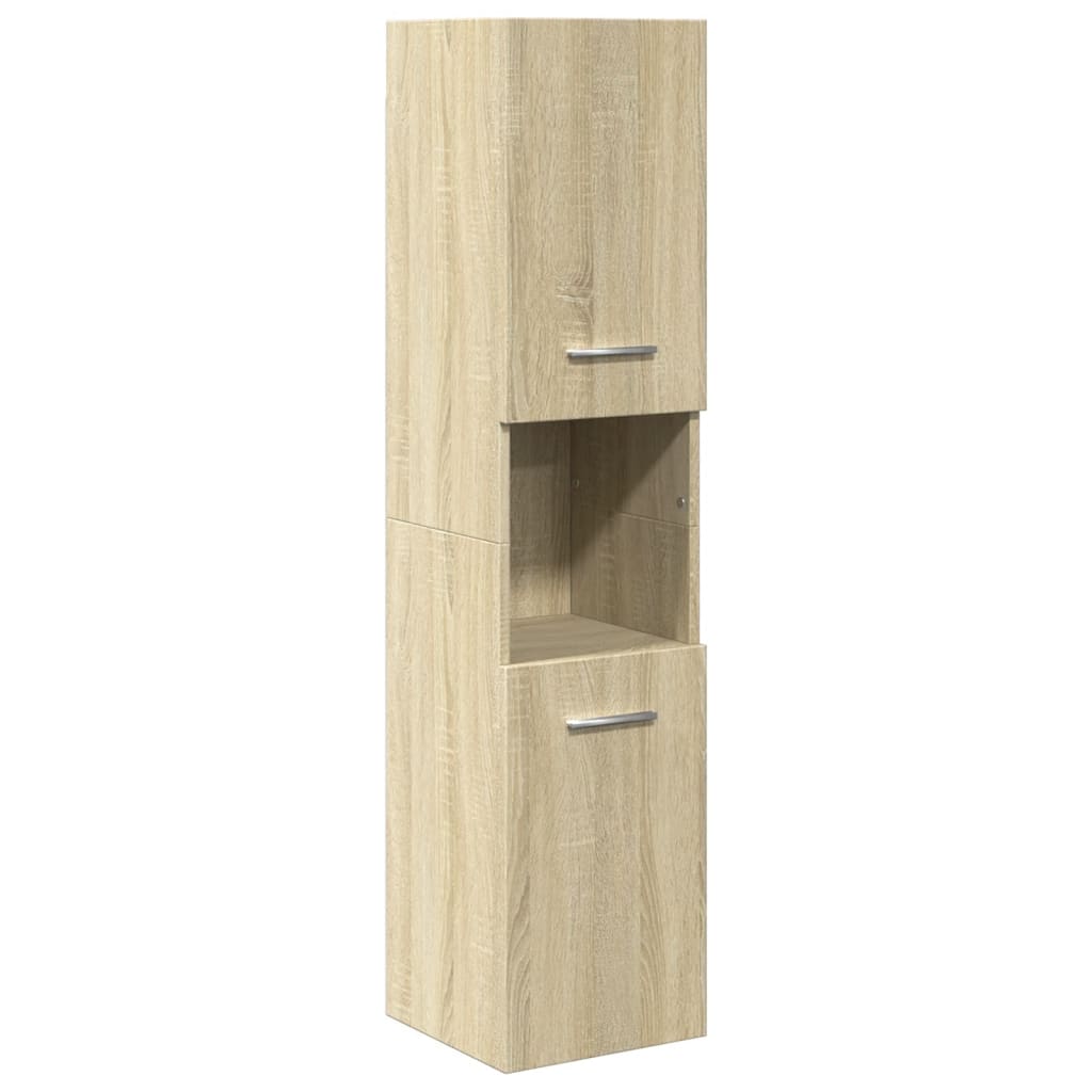 vidaXL Bathroom Cabinet Sonoma Oak 30x30x130 cm Engineered Wood