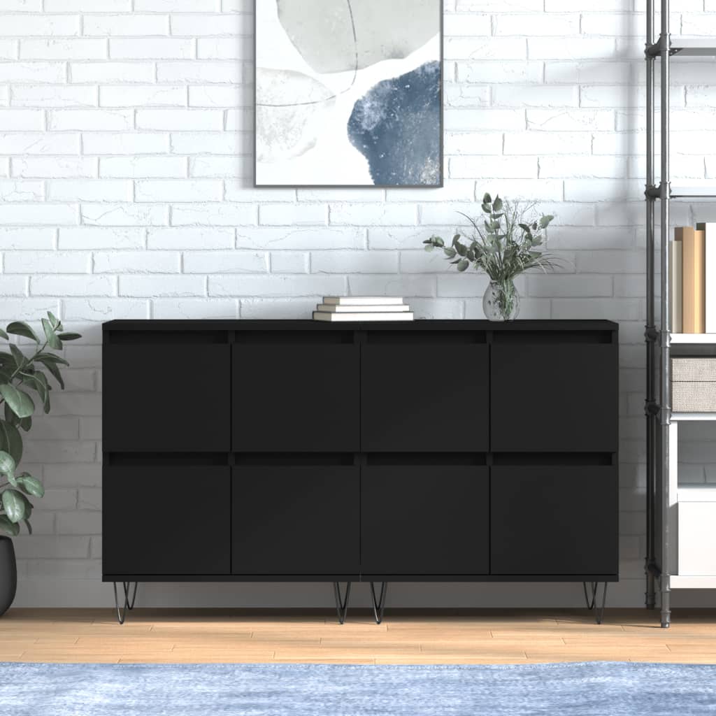 vidaXL Sideboards 2 pcs Black Engineered Wood