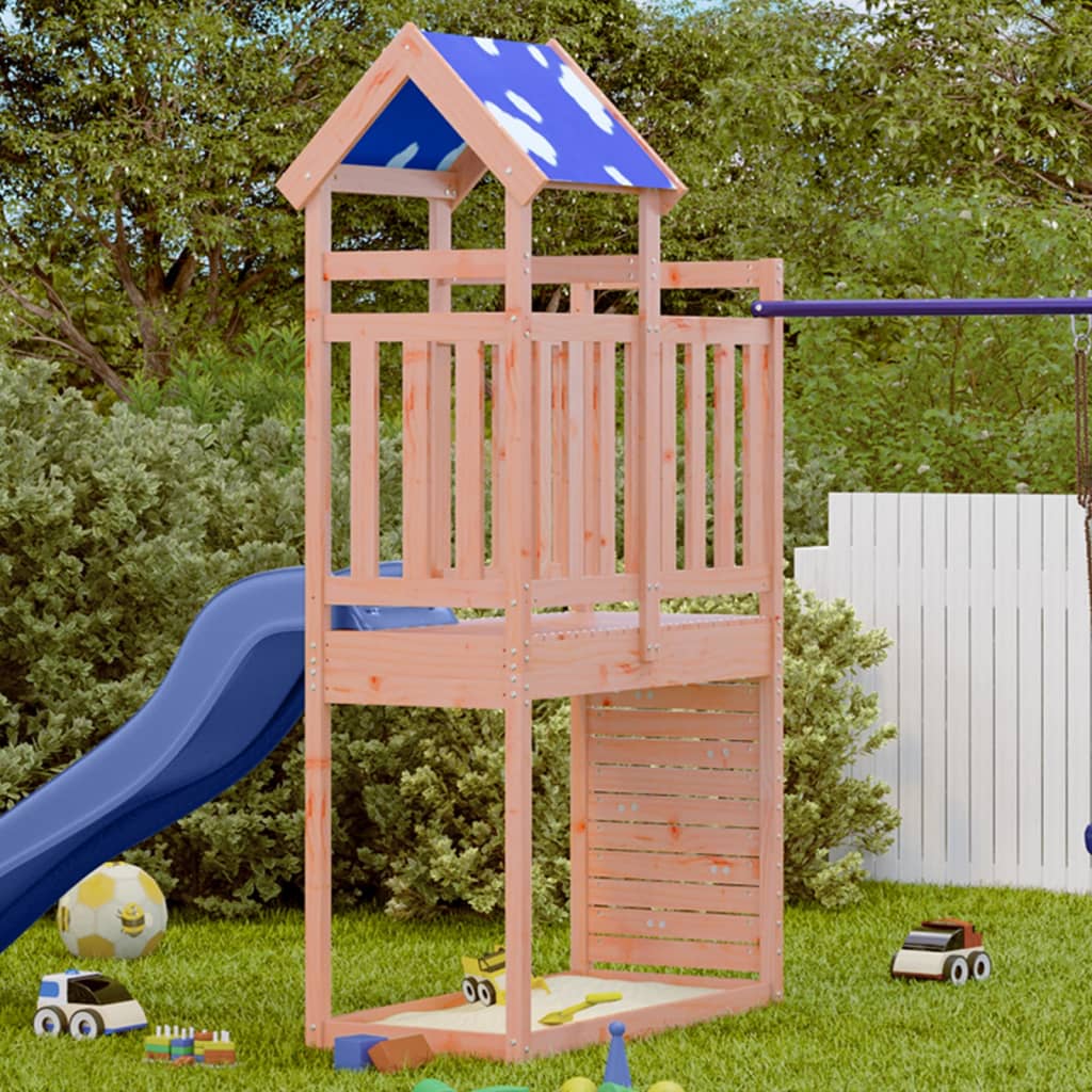 vidaXL Play Tower with Rockwall 110.5x52.5x215cm Solid Wood Douglas Fir