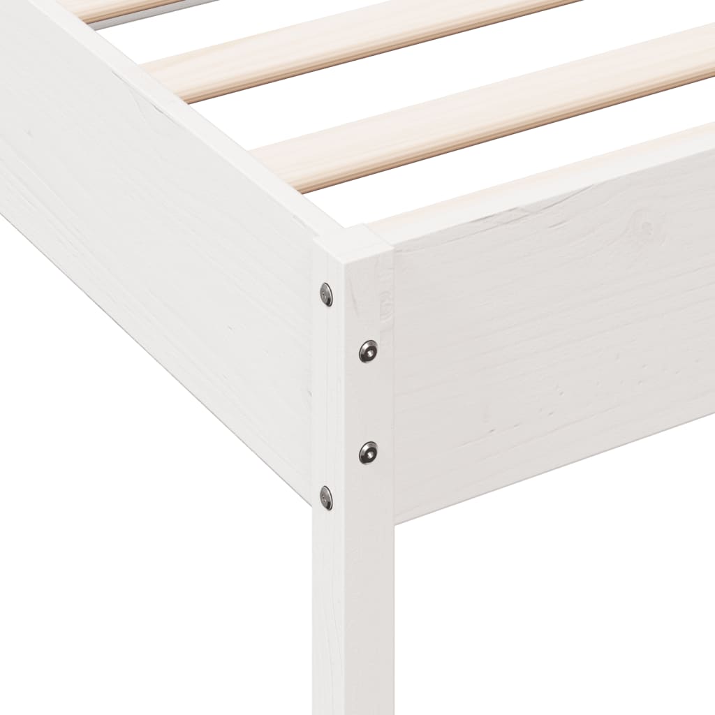 vidaXL Bed Frame without Mattress White 75x190 cm Small Single Solid Wood Pine