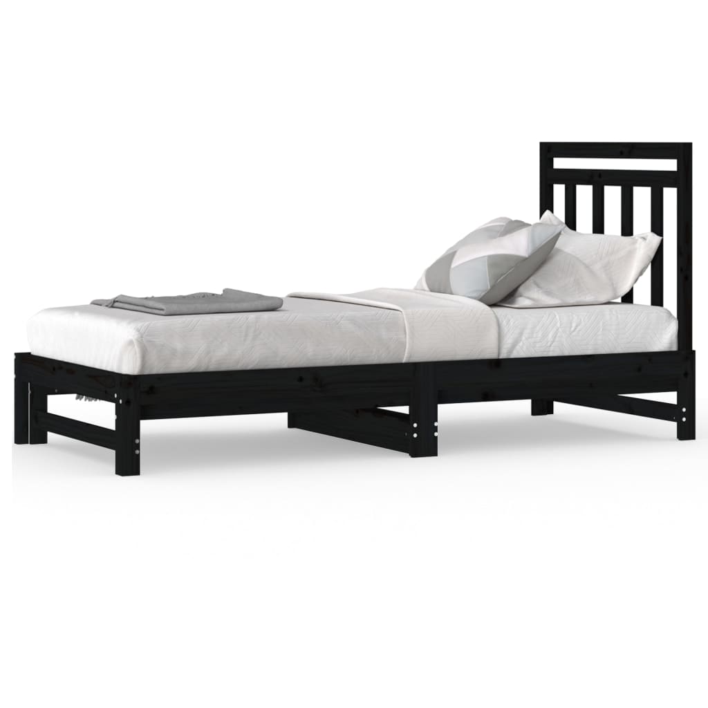 vidaXL Pull-out Day Bed without Mattress Black 2x(90x200) cm