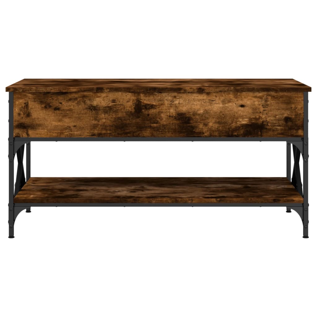 vidaXL Coffee Table Smoked Oak 100x50x50 cm Engineered Wood and Metal