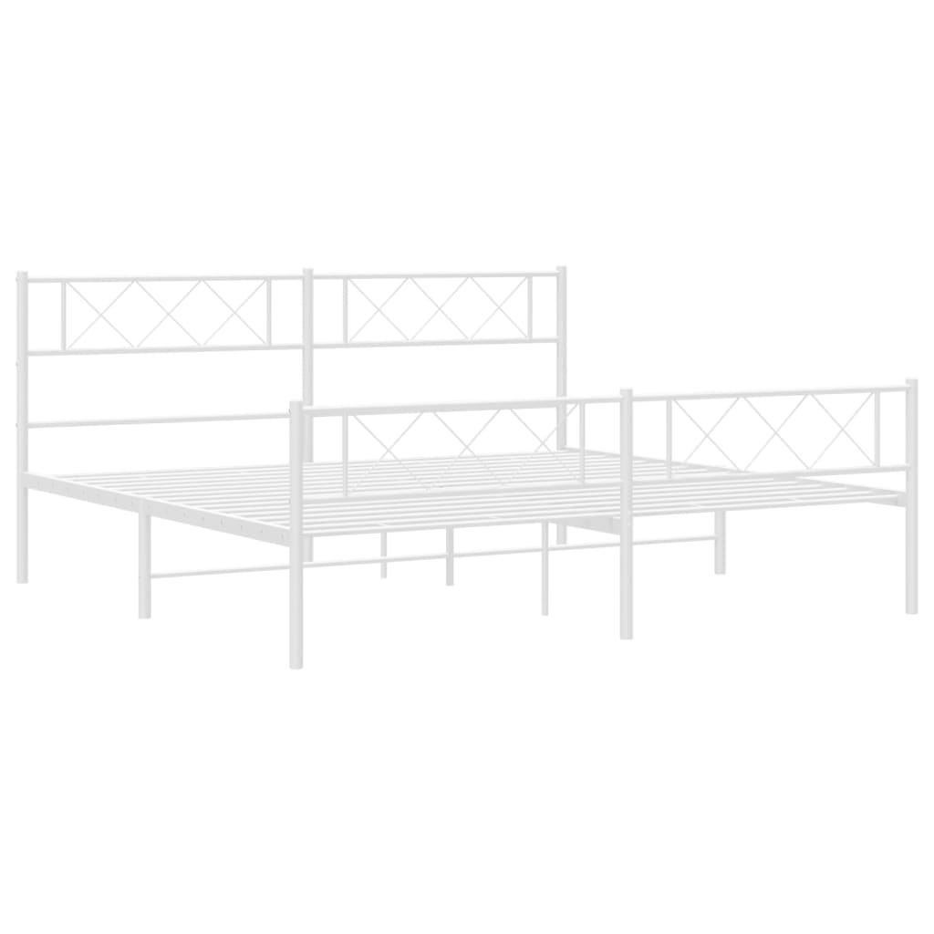 vidaXL Metal Bed Frame without Mattress with Footboard White 193x203 cm