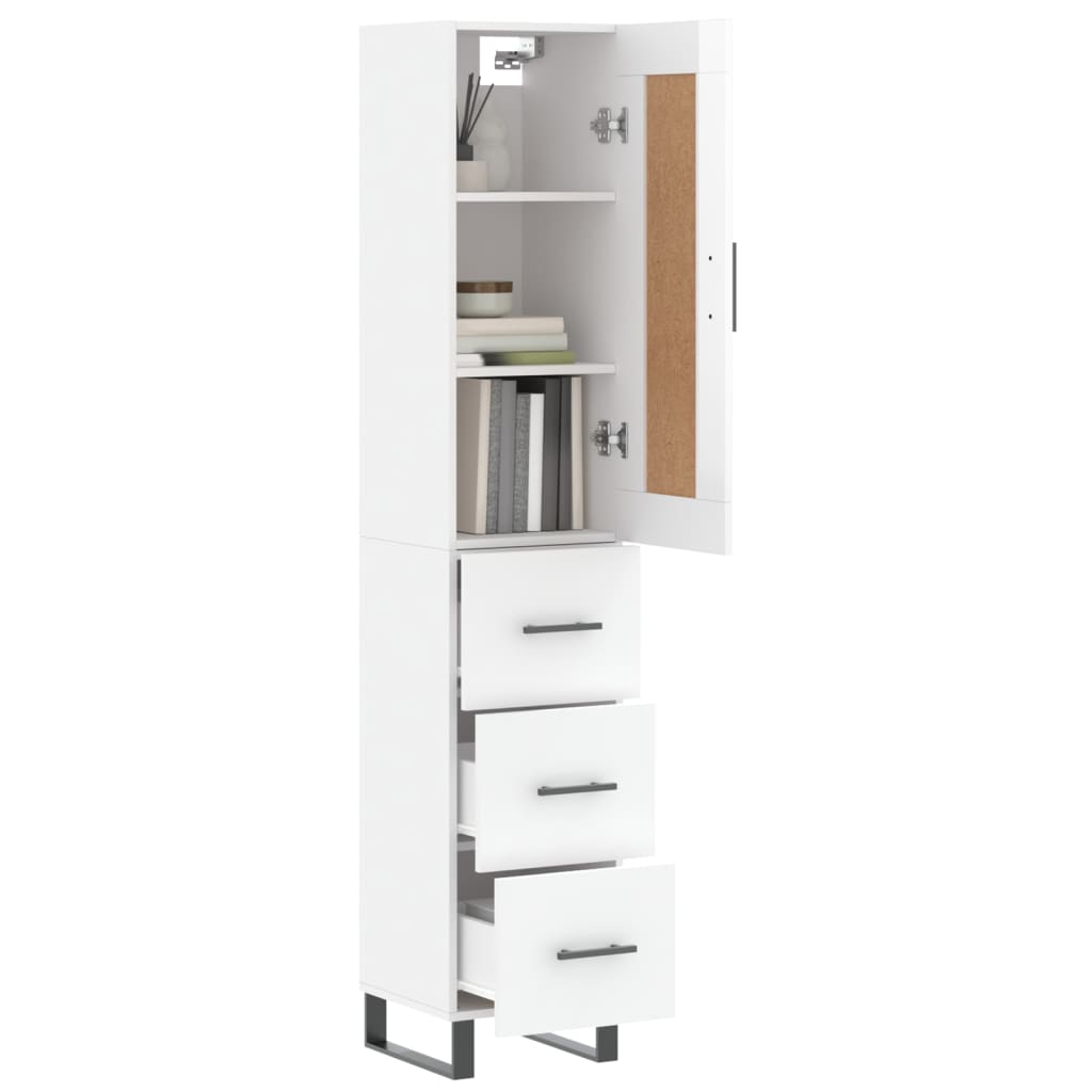 vidaXL Highboard High Gloss White 34.5x34x180 cm Engineered Wood