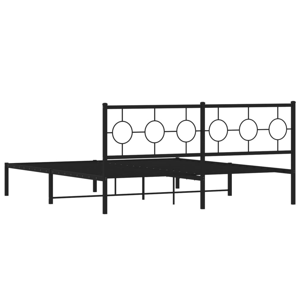 vidaXL Metal Bed Frame without Mattress with Headboard Black 180x200 cm Super King