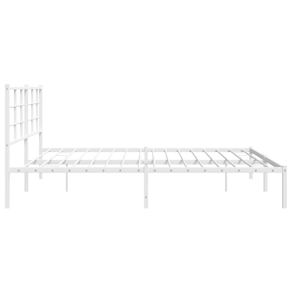 vidaXL Metal Bed Frame without Mattress with Headboard White 193x203 cm